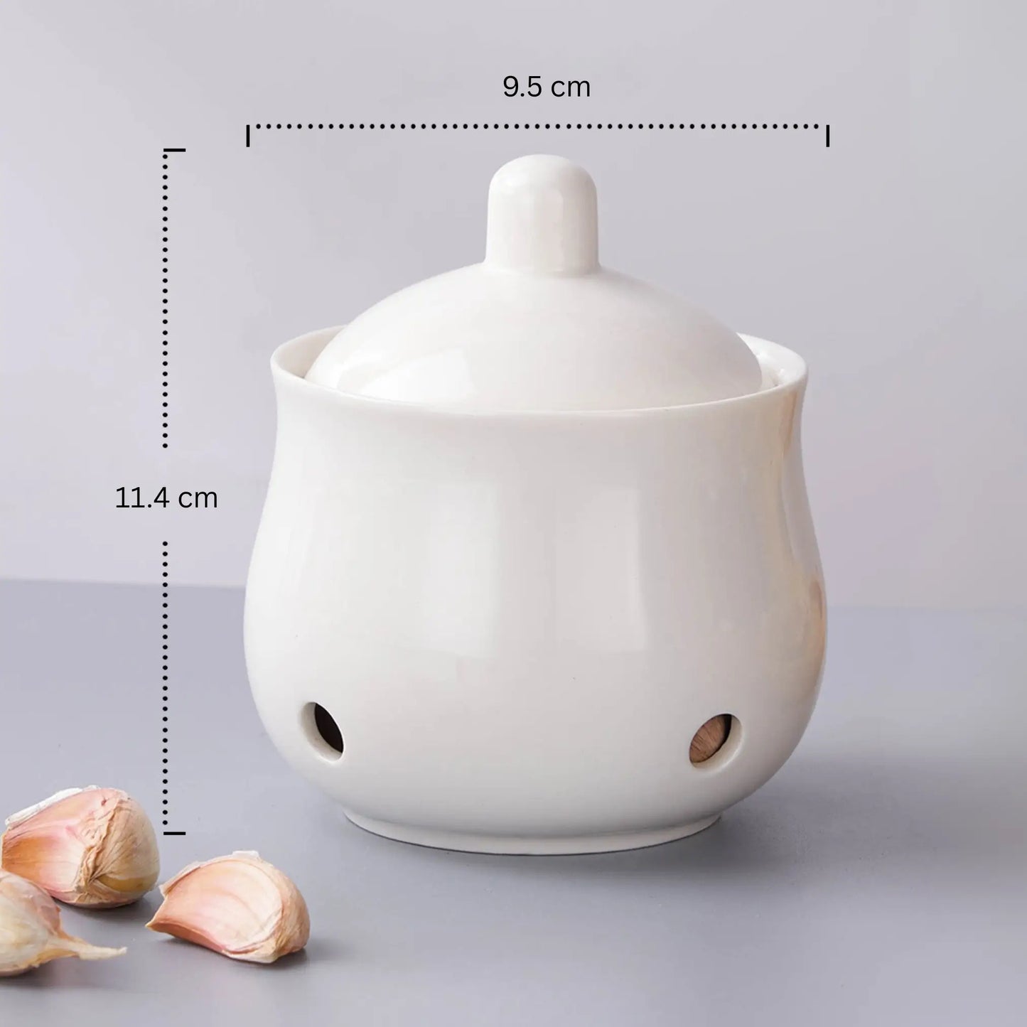 Hvitløkskrukke i keramikk