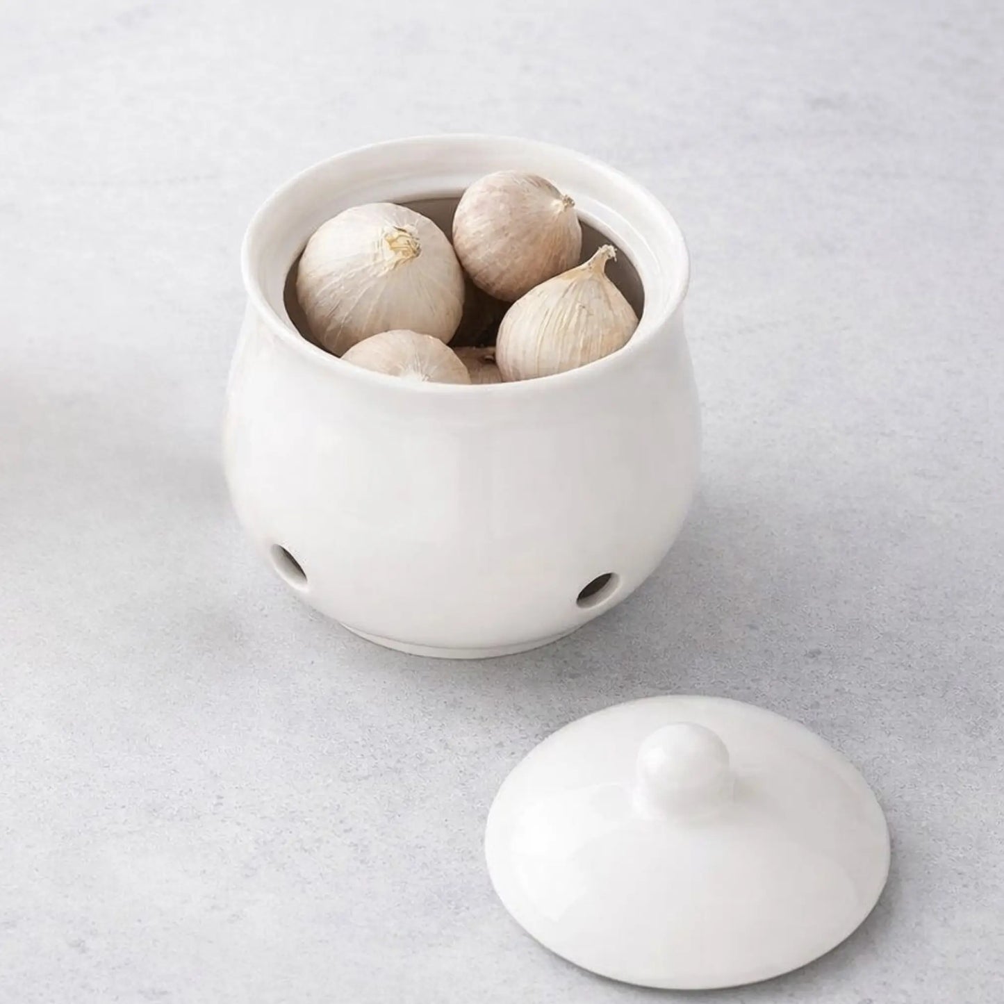Hvitløkskrukke i keramikk